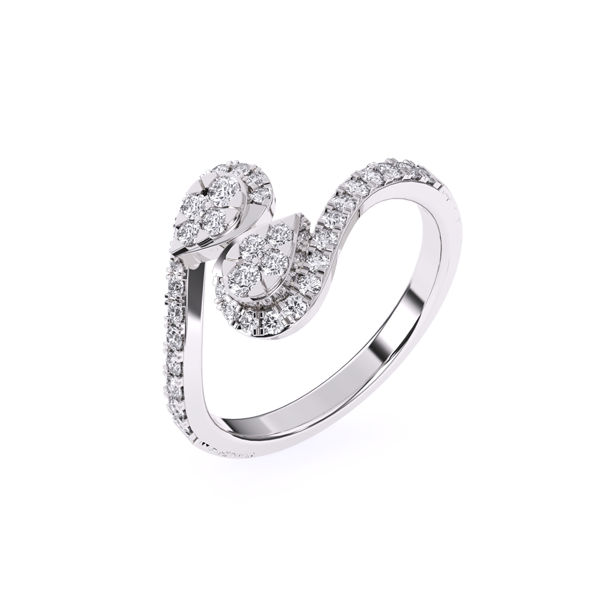 Amazing Bypass Pear Halo Diamond Ring